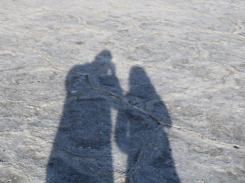 Montaire Student Living Apartments Shadow of two people holding hands on a textured, light-colored ground.